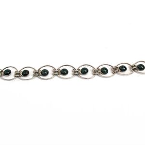 Vintage Sterling Silver, Natural Agate Stone bracelet.